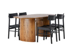Venture Home Montros & Isolde Matstolar 2-pack Svart + Ovala Matbord 180 x 90 Nature