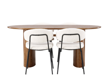 Venture Home Chico & Isolde Matstolar 2-pack Vit + Ovala Matbord 180 x 90 Nature