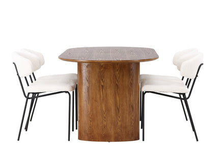 Venture Home Chico & Isolde Matstolar 2-pack Vit + Ovala Matbord 180 x 90 Nature