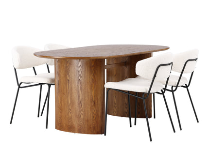 Venture Home Chico & Isolde Matstolar 2-pack Vit + Ovala Matbord 180 x 90 Nature
