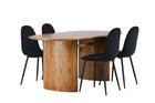 Venture Home Polar & Isolde Matstolar 2-pack Svart + Ovala Matbord 180 x 90 Nature