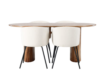 Venture Home Berit & Isolde Matstolar Beige + Ovala Matbord 180 x 90 Nature
