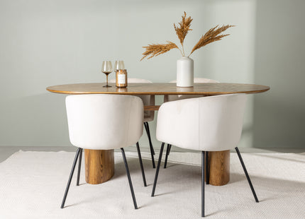 Venture Home Berit & Isolde Matstolar Beige + Ovala Matbord 180 x 90 Nature