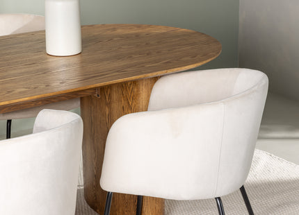 Venture Home Berit & Isolde Matstolar Beige + Ovala Matbord 180 x 90 Nature