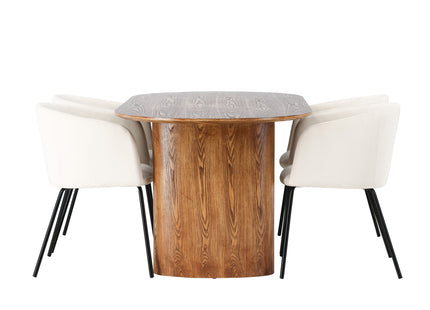 Venture Home Berit & Isolde Matstolar Beige + Ovala Matbord 180 x 90 Nature