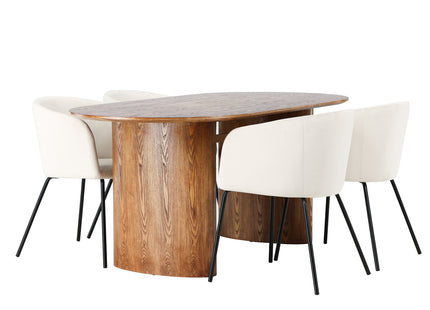 Venture Home Berit & Isolde Matstolar Beige + Ovala Matbord 180 x 90 Nature