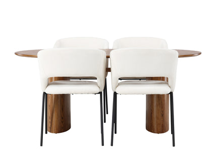 Venture Home Day & Isolde Matstolar 2-pack Offwhite + Ovala Matbord 180 x 90 Nature