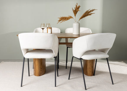 Venture Home Day & Isolde Matstolar 2-pack Offwhite + Ovala Matbord 180 x 90 Nature