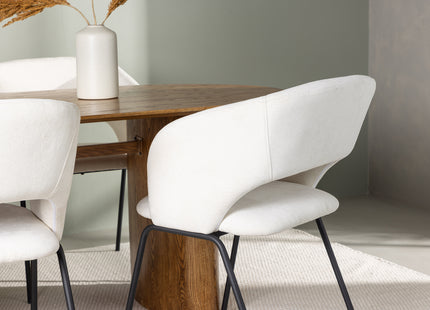 Venture Home Day & Isolde Matstolar 2-pack Offwhite + Ovala Matbord 180 x 90 Nature