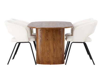 Venture Home Day & Isolde Matstolar 2-pack Offwhite + Ovala Matbord 180 x 90 Nature