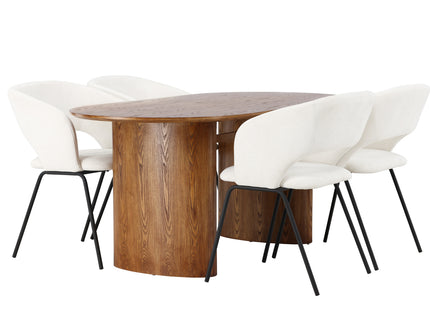 Venture Home Day & Isolde Matstolar 2-pack Offwhite + Ovala Matbord 180 x 90 Nature