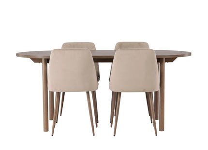 Venture Home Andy & Night Ovala Matbord 180 x 90 Nature + Matstolar 2-pack Beige