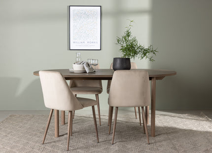 Venture Home Andy & Night Ovala Matbord 180 x 90 Nature + Matstolar 2-pack Beige