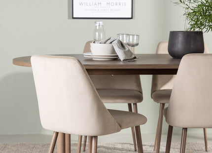 Venture Home Andy & Night Ovala Matbord 180 x 90 Nature + Matstolar 2-pack Beige