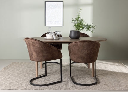 Venture Home Andy & Evening Ovala Matbord 180 x 90 Nature + Matstolar 2-pack Mörkbrun
