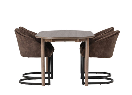 Venture Home Andy & Evening Ovala Matbord 180 x 90 Nature + Matstolar 2-pack Mörkbrun