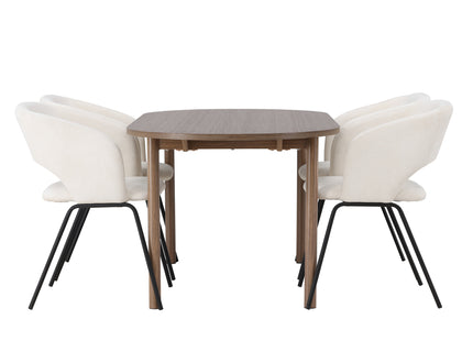 Venture Home Day & Andy Matstolar 2-pack Offwhite + Ovala Matbord 180 x 90 Nature