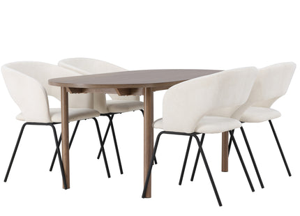 Venture Home Day & Andy Matstolar 2-pack Offwhite + Ovala Matbord 180 x 90 Nature