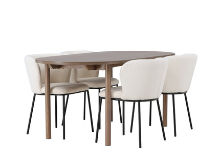Venture Home Edina & Andy Matstolar 2-pack Vit + Ovala Matbord 180 x 90 Nature