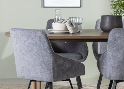 Venture Home Rosie & Andy Matstolar 2-pack Grå + Ovala Matbord 180 x 90 Nature