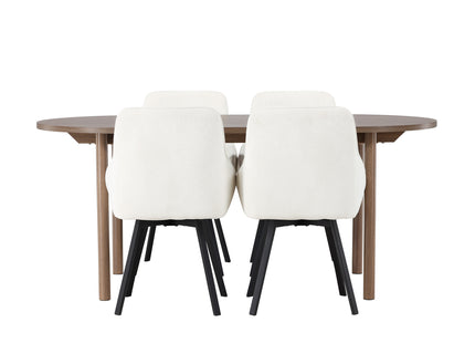 Venture Home Rosie & Andy Matstolar 2-pack Beige + Ovala Matbord 180 x 90 Nature