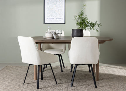 Venture Home Rosie & Andy Matstolar 2-pack Beige + Ovala Matbord 180 x 90 Nature