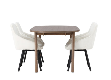 Venture Home Rosie & Andy Matstolar 2-pack Beige + Ovala Matbord 180 x 90 Nature
