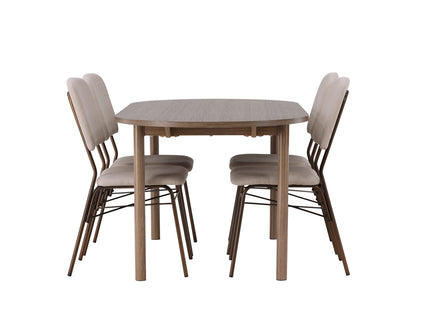 Venture Home Seda & Andy Matstolar 2-pack Beige + Ovala Matbord 180 x 90 Nature