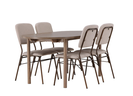Venture Home Seda & Andy Matstolar 2-pack Beige + Ovala Matbord 180 x 90 Nature