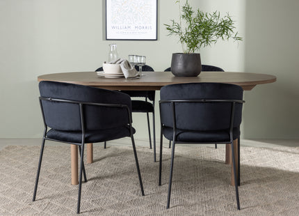Venture Home Selma & Andy Matstolar 2-pack Svart + Ovala Matbord 180 x 90 Nature