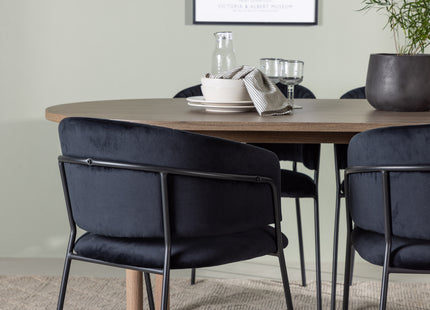 Venture Home Selma & Andy Matstolar 2-pack Svart + Ovala Matbord 180 x 90 Nature
