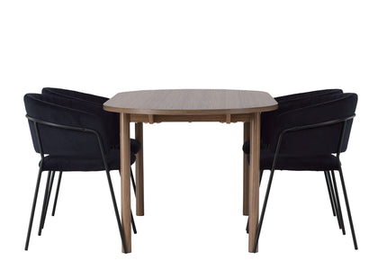 Venture Home Selma & Andy Matstolar 2-pack Svart + Ovala Matbord 180 x 90 Nature