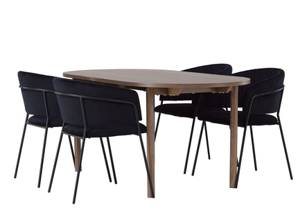 Venture Home Selma & Andy Matstolar 2-pack Svart + Ovala Matbord 180 x 90 Nature