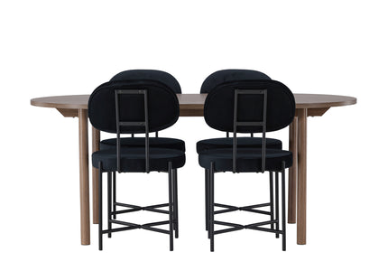 Venture Home Stella & Andy Matstolar 2-pack Svart + Ovala Matbord 180 x 90 Nature