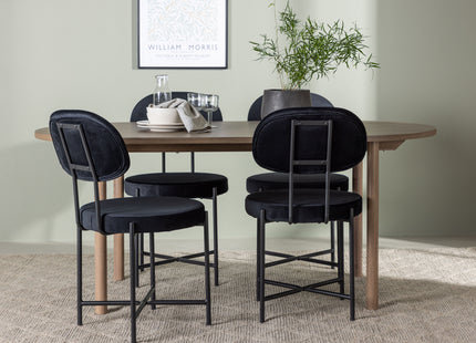 Venture Home Stella & Andy Matstolar 2-pack Svart + Ovala Matbord 180 x 90 Nature