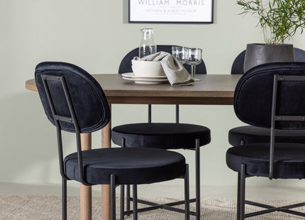 Venture Home Stella & Andy Matstolar 2-pack Svart + Ovala Matbord 180 x 90 Nature