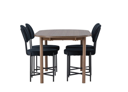 Venture Home Stella & Andy Matstolar 2-pack Svart + Ovala Matbord 180 x 90 Nature