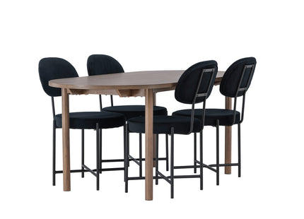 Venture Home Stella & Andy Matstolar 2-pack Svart + Ovala Matbord 180 x 90 Nature