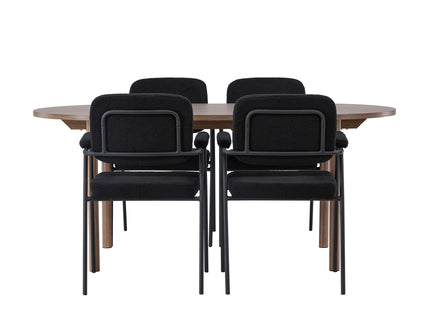Venture Home Yesterday & Andy Matstolar 2-pack Svart + Ovala Matbord 180 x 90 Nature