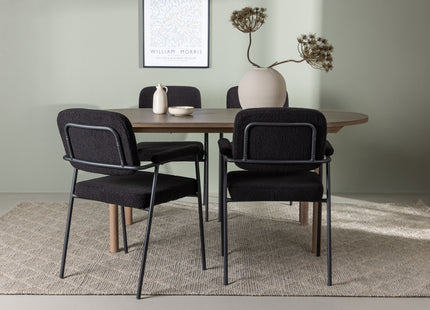 Venture Home Yesterday & Andy Matstolar 2-pack Svart + Ovala Matbord 180 x 90 Nature