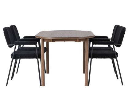 Venture Home Yesterday & Andy Matstolar 2-pack Svart + Ovala Matbord 180 x 90 Nature