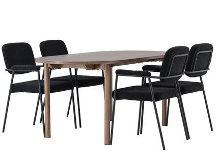 Venture Home Yesterday & Andy Matstolar 2-pack Svart + Ovala Matbord 180 x 90 Nature