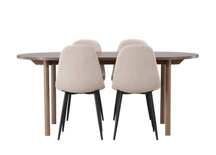 Venture Home Polar & Andy Matstolar 2-pack Beige + Ovala Matbord 180 x 90 Nature