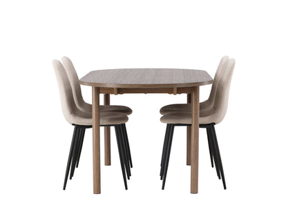 Venture Home Polar & Andy Matstolar 2-pack Beige + Ovala Matbord 180 x 90 Nature
