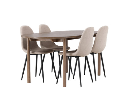 Venture Home Polar & Andy Matstolar 2-pack Beige + Ovala Matbord 180 x 90 Nature