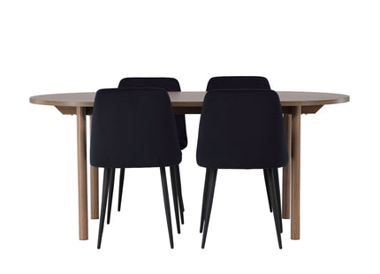Venture Home Andy & Night Ovala Matbord 180 x 90 Nature + Matstolar 2-pack Svart
