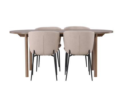 Venture Home Modesto & Andy Matstolar 2-pack Beige + Ovala Matbord 180 x 90 Nature