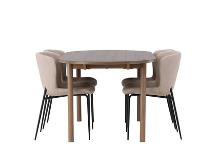 Venture Home Modesto & Andy Matstolar 2-pack Beige + Ovala Matbord 180 x 90 Nature