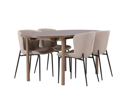 Venture Home Modesto & Andy Matstolar 2-pack Beige + Ovala Matbord 180 x 90 Nature