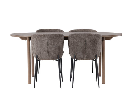 Venture Home Modesto & Andy Matstolar 2-pack Brun + Ovala Matbord 180 x 90 Nature